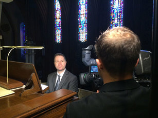 Organist Johann Vexo be interviewed by John Dias of News 12 Brooklyn before playing the organ works of Maurice DurulfÃ©.